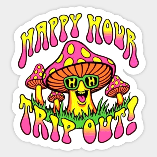 Psychedelic Mushroom - Hippie Sticker by AbundanceSeed